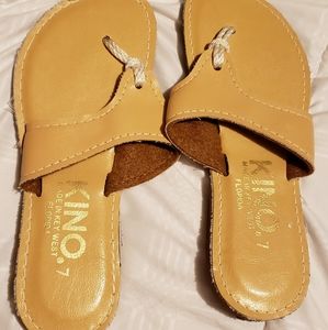 Kino Sandals Tan Beige Size 7 Flip Flops Slip On W